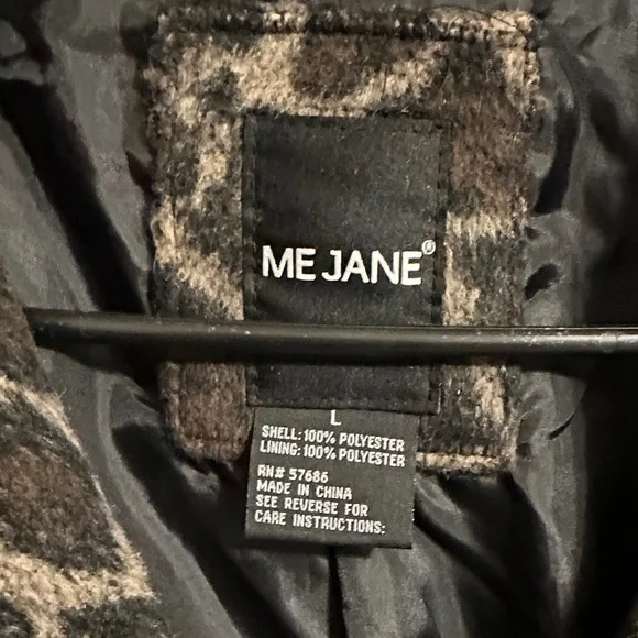 Me Jane Leopard Print Pea Coat - Black and Brown - Picture 4 of 8